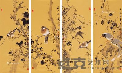 师行坤 花鸟 28×68cm×4