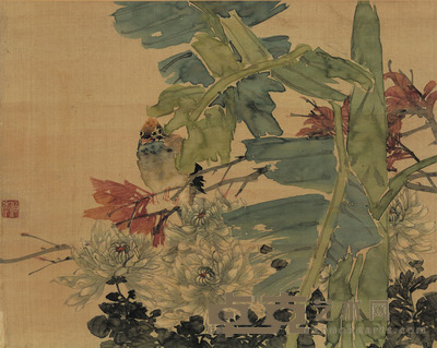 任伯年 鸟情花思 42×33cm