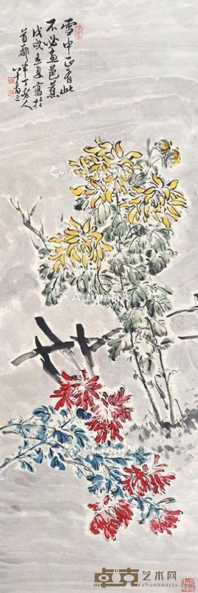 陈半丁 花卉 138×46cm