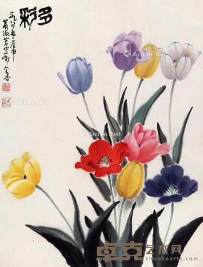 萧淑芳 花卉 68×51cm