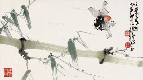 赵少昂 竹虫图
