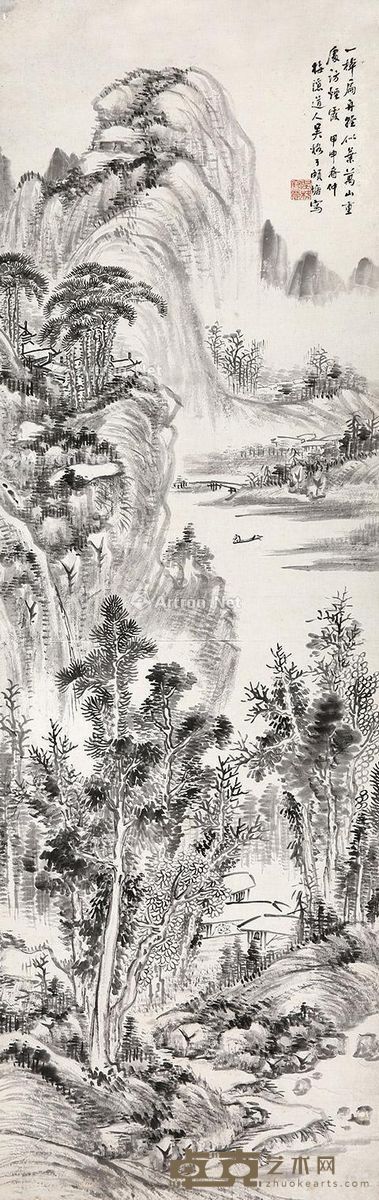 吴格 万山扁舟 153×48cm