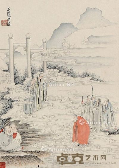 包栋 罗汉图 34×25cm