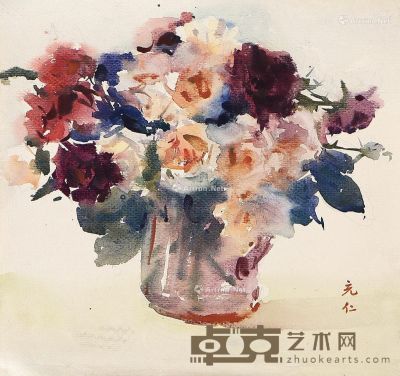 张充仁 花卉 35×35cm