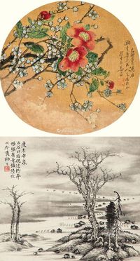 姜筠 陆恢 山水 花卉（双挖）