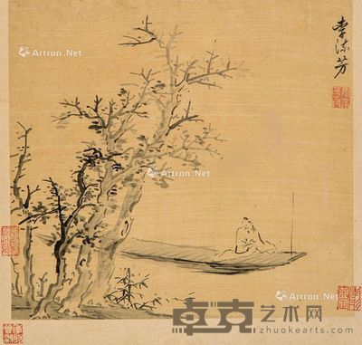 李流芳 江边垂钓 24×26cm