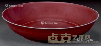 民国 祭红釉盘 直径19cm