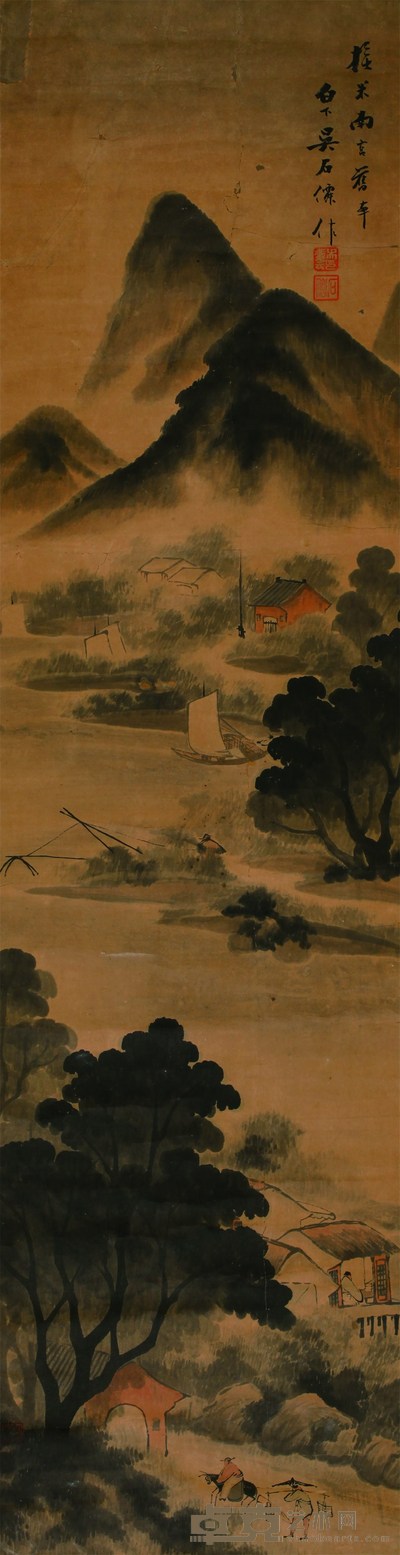 吴石仙 山水 142cm×37cm 约4.7平尺