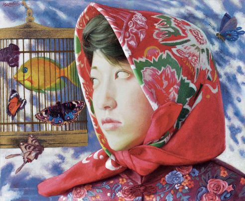 徐彦洲 1997年作 爷爷的鸟笼子 布面油画