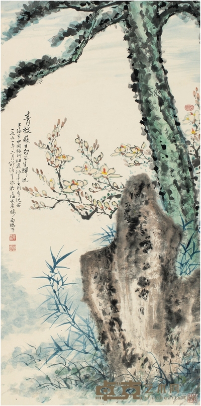 邵洛羊 青枝白玉图 120×59cm