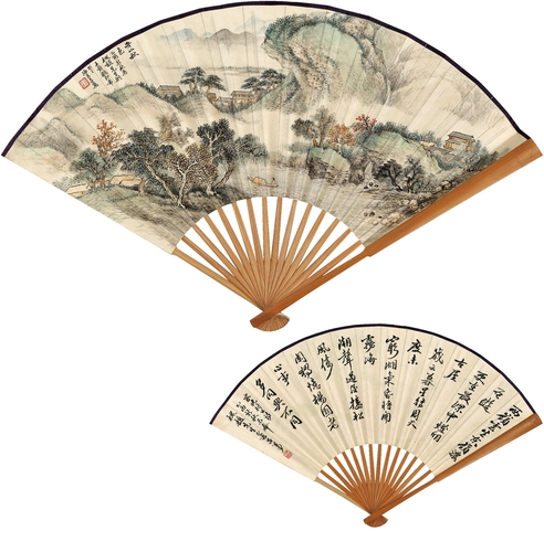 吕万 弁山秋色图·行书诗