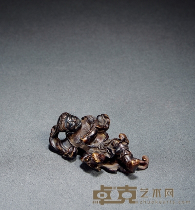清 刘海戏金蟾铜镇纸 高3.2cm；长8cm