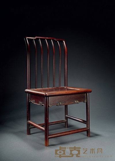 清 红木梳背椅 高75cm；长39cm；宽33.5cm