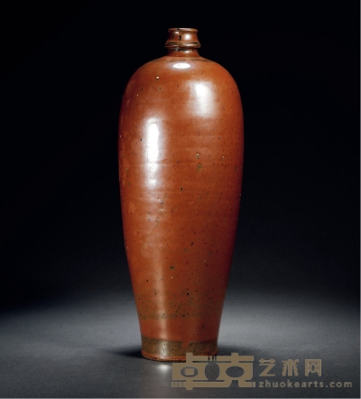 金-元 磁州窑柿红釉梅瓶 高37cm