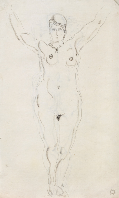 站姿裸女（双面画） 铅笔 碳笔 纸本