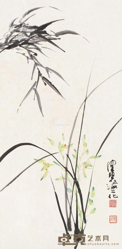 陈佩秋 兰竹双馨 68×33cm