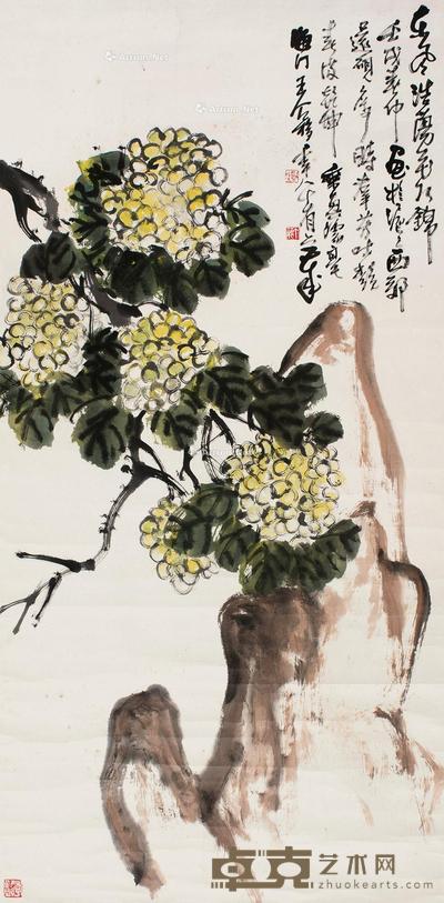 王个簃 东风浩荡花似锦 95.5×47cm