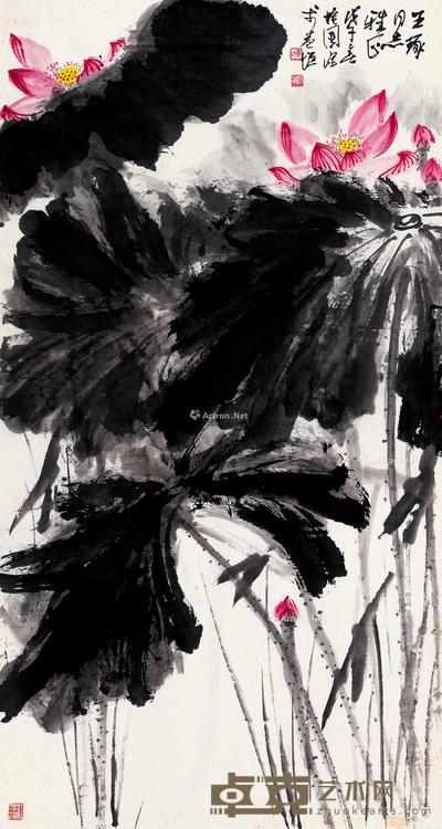 黄独峰 荷花 133×70cm