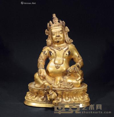 清 铜鎏金财神像 高23cm
