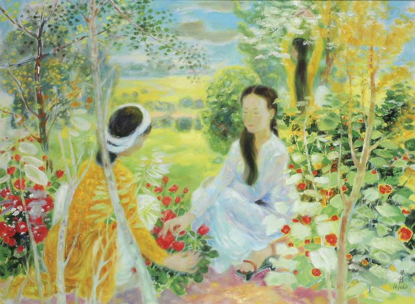 采花 油画画布