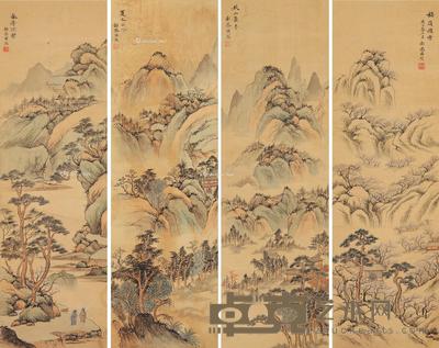 彭恭甫 四季山林 99.5×30.5cm×4