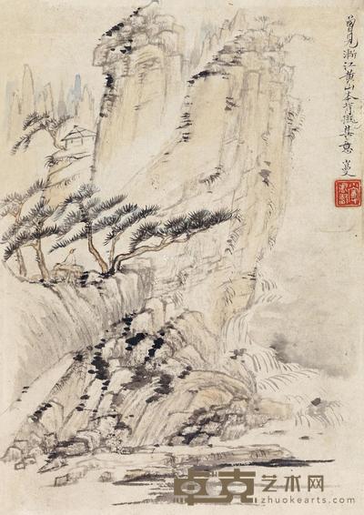 陆小曼 临渐江山水 27×20cm