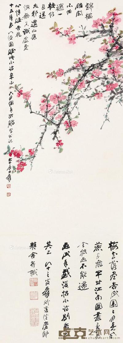 张大千 杏花 71.5×37cm