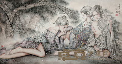 林端 《羞花闭月》  180×96cm