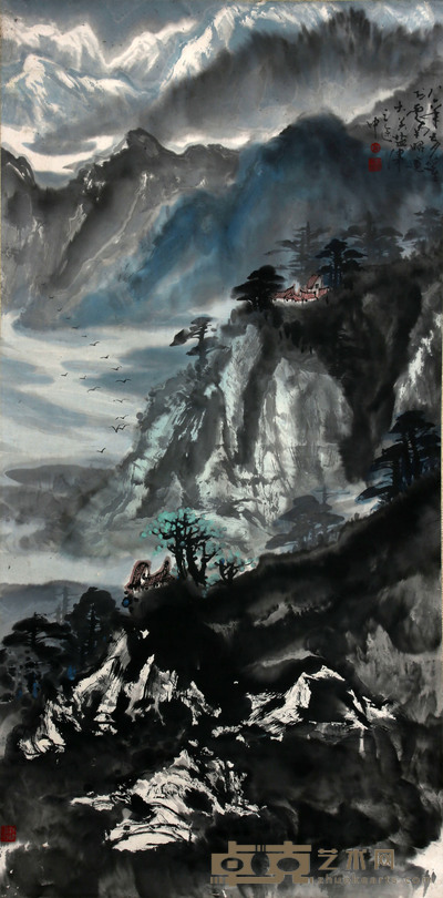 庞廷智 《山水》  136×68.5cm