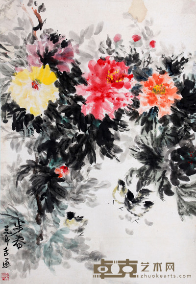 闵克耳 《牡丹》   65.5×95cm