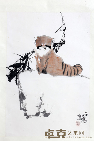 汤宾 《小熊猫》  69×47cm