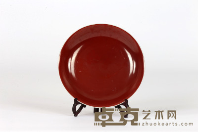 清中期 祭红釉盘     直径：22.4cm