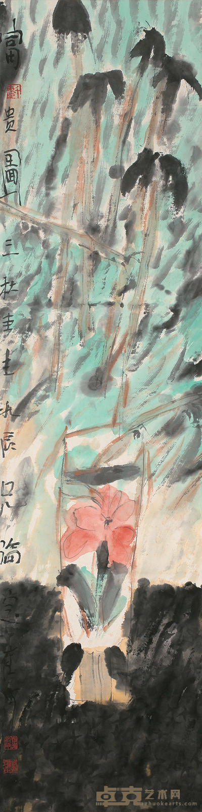 崔海 富贵图 136cm×34cm  约 4.2 平尺