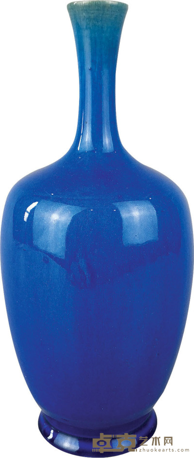 清·孔雀蓝釉小赏瓶 H：23cm