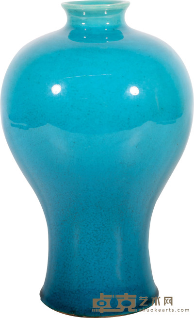 清·孔雀蓝釉梅瓶 H：19.6cm