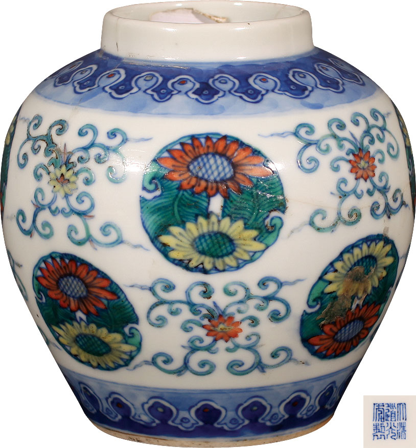純正一掃中国陶瓷◆「 清◆ 鬥彩 一路連昇花卉紋罐◆ 」極細工 唐物 中国美術 文房 古玩 清