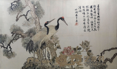 清 . 松鹤图绣片 115cm×70cm  约 7.2 平尺