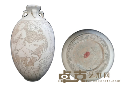 吉州窑白瓷人物梅瓶 