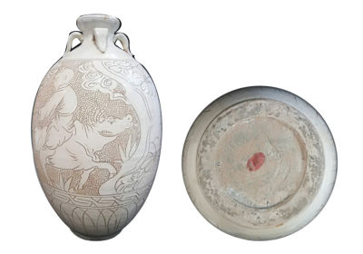 吉州窑白瓷人物梅瓶