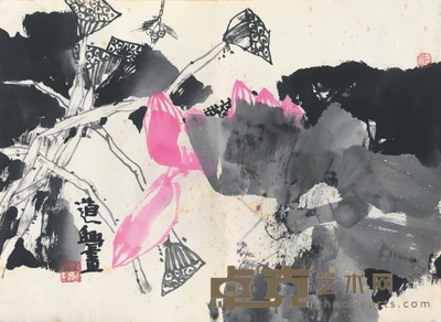 张道兴 绿菂红蕖 44.5×61cm
