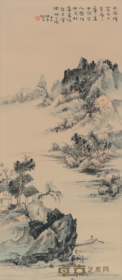 顾坤伯 溪山无尽 106×46cm