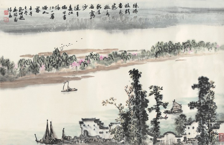 孔仲起 晴色湖光  