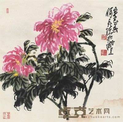 何水法 名花倾国    68×68cm