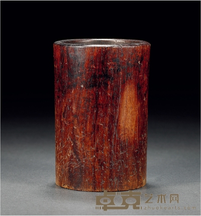 清·黄花梨笔筒 高：12cm 口径：8.3cm