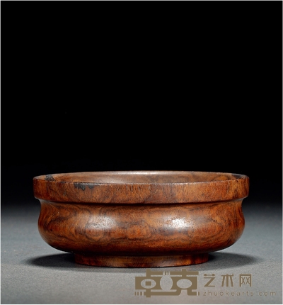 清·黄花梨弦纹碗 高:5.8cm 口径:14cm
