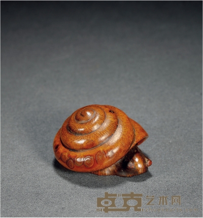 清·竹蜗牛把件 高：3.6cm