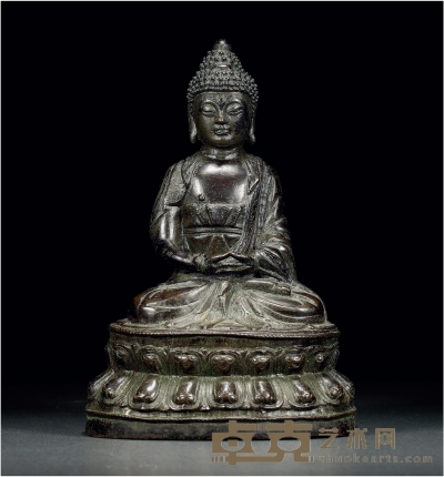 清·铜制释迦牟尼佛坐像 高：24cm