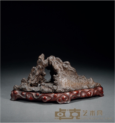 清·紫砂山子摆件 带座高:14cm 高:11cm 长:29cm