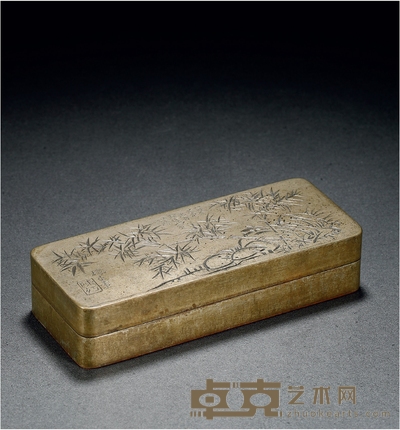 民国·铜画竹墨盒 高：3.4cm 长：15.5cm