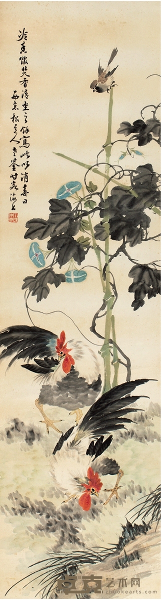 松道人   双吉图 145×39cm